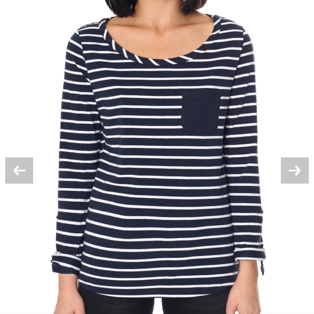 BARBOUR WOMEN'S NEWQUAY striped convertible sleeve TOP Size 4